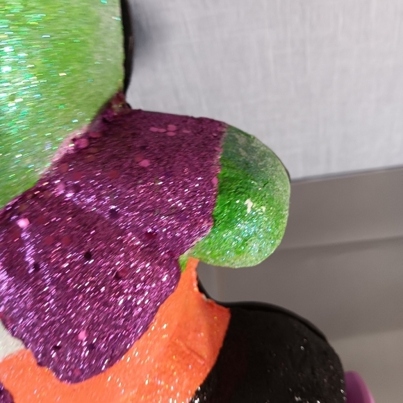 Halloween Frankenstein 12.25” Prop Decor Figure Hard Foam Glittered Pumpkin Goth - Picture 5 of 11